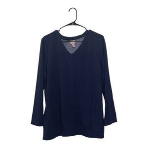 Chicos Navy Blue V Neck‎ Long Sleeve Tunic Top Size 3 (16/XL)